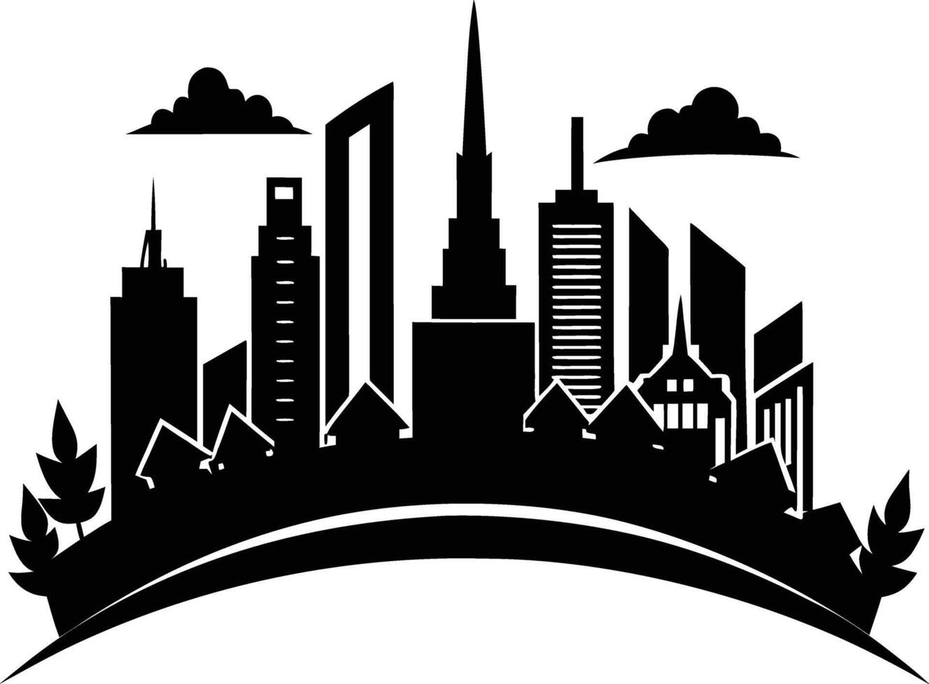 A silhouette of a city skyline vector