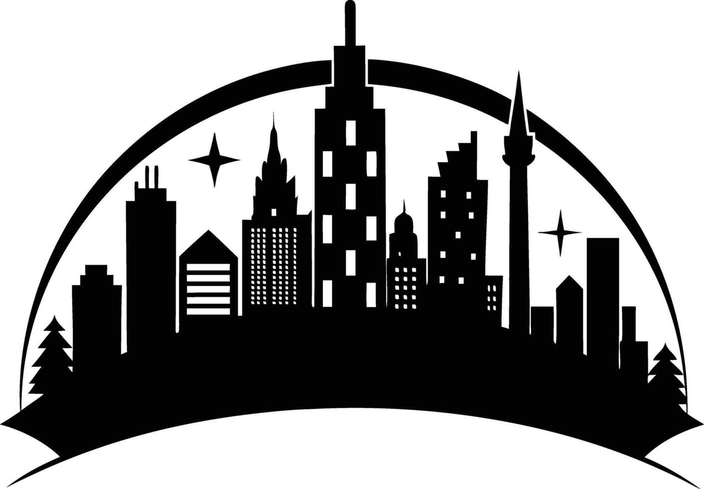 A silhouette of a city skyline vector