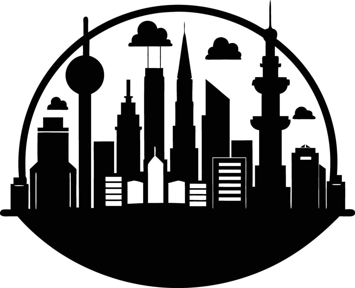 A silhouette of a city skyline vector