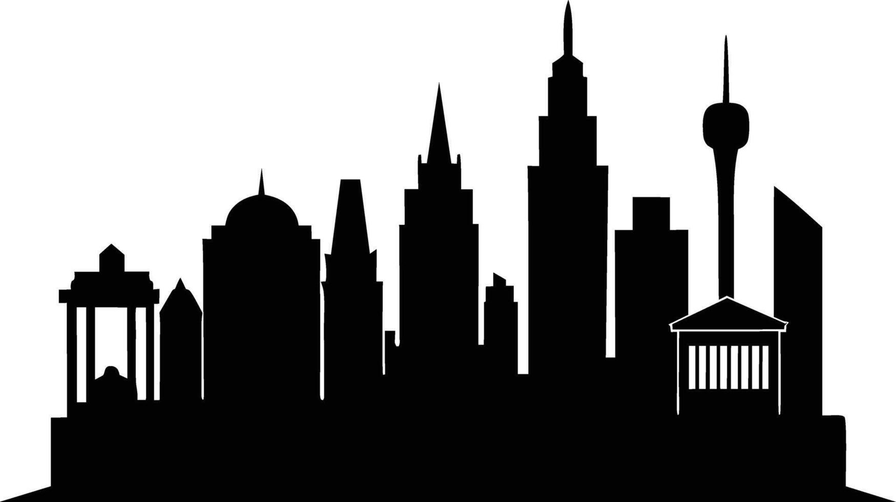 A silhouette of a city skyline vector