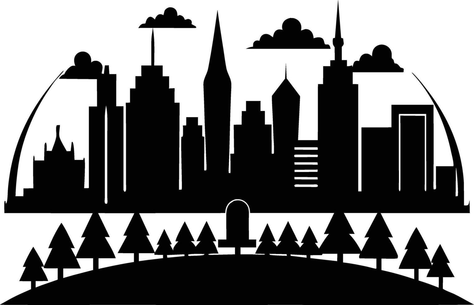 A silhouette of a city skyline vector
