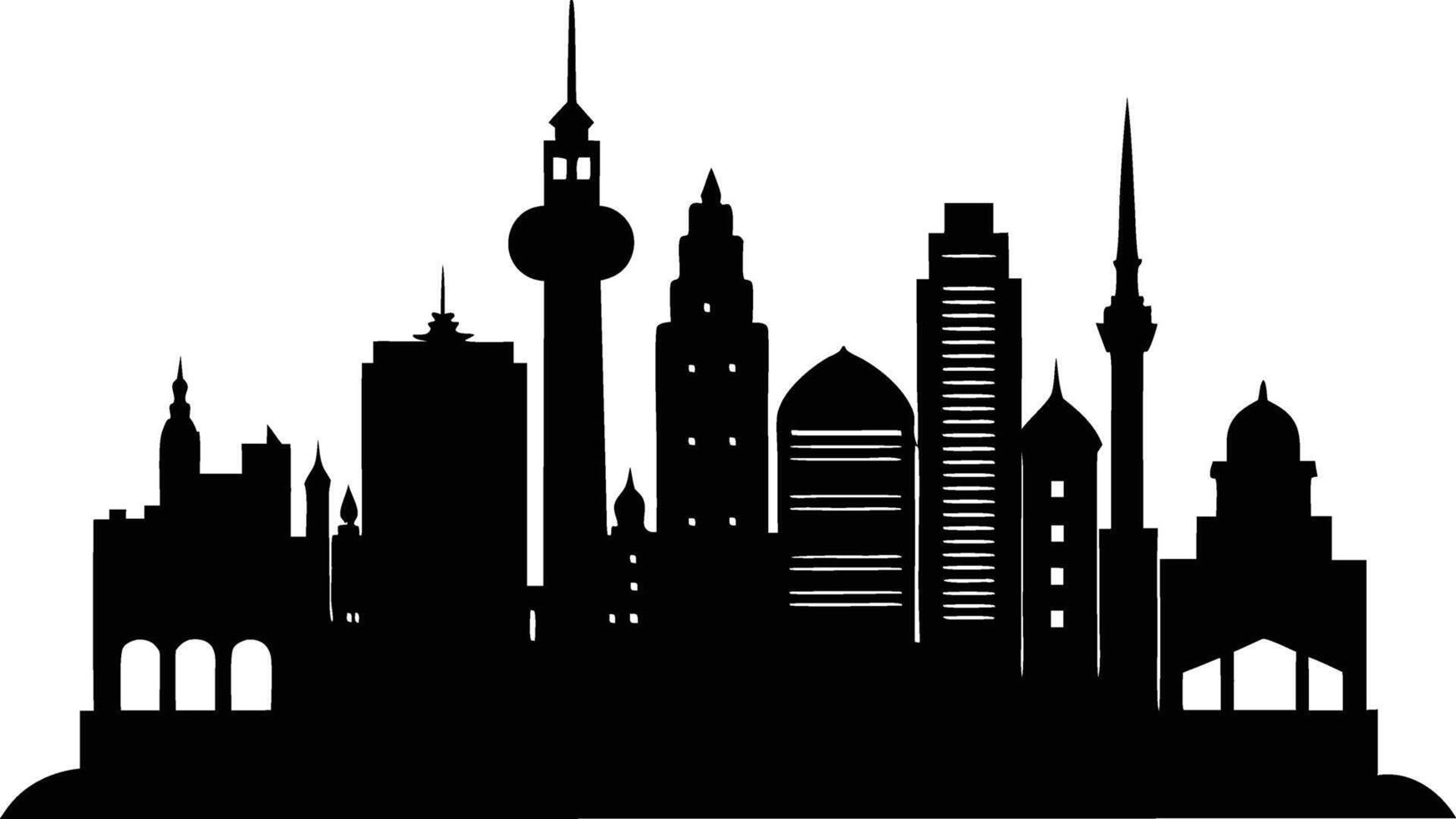 A silhouette of a city skyline vector