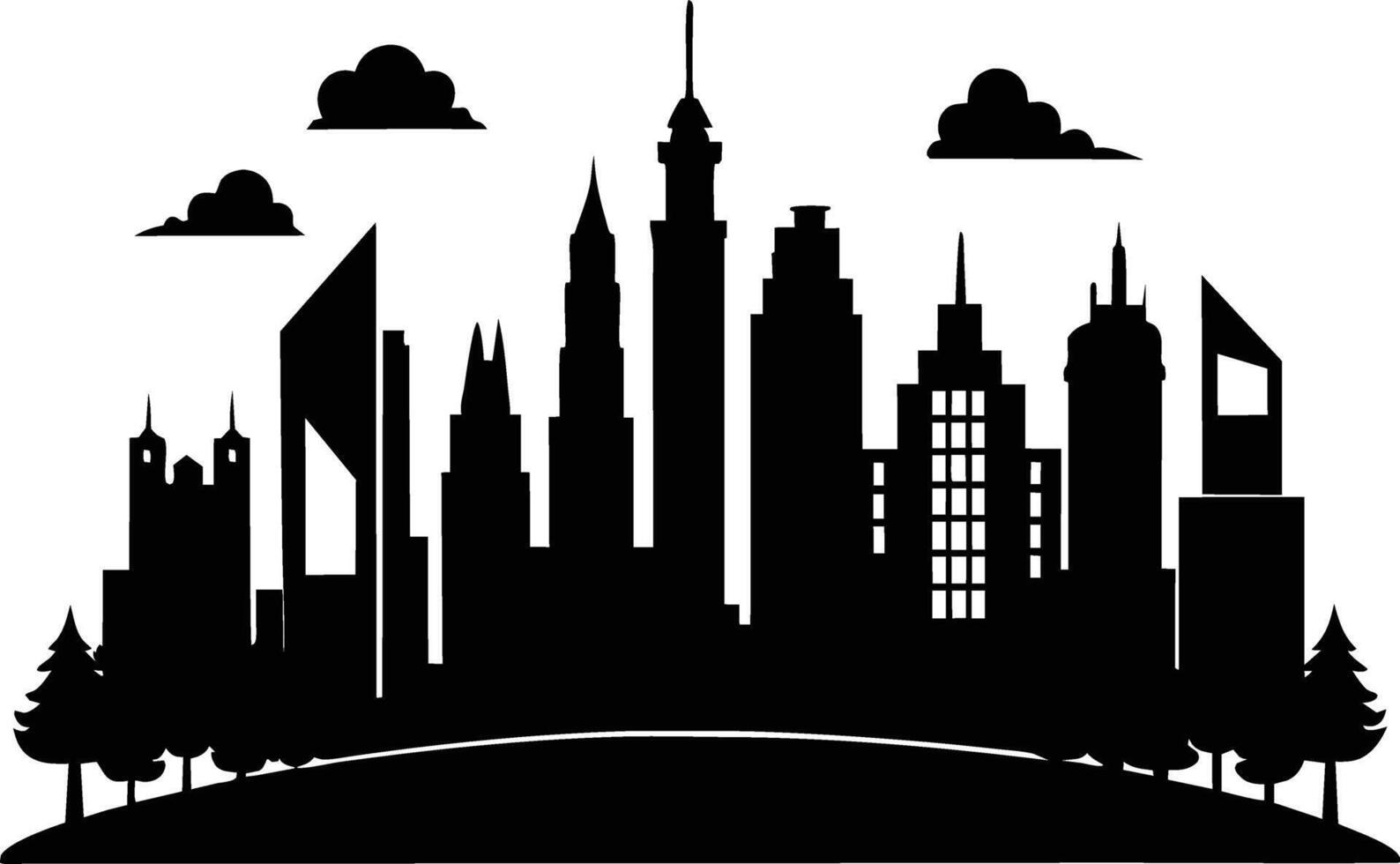 A silhouette of a city skyline vector