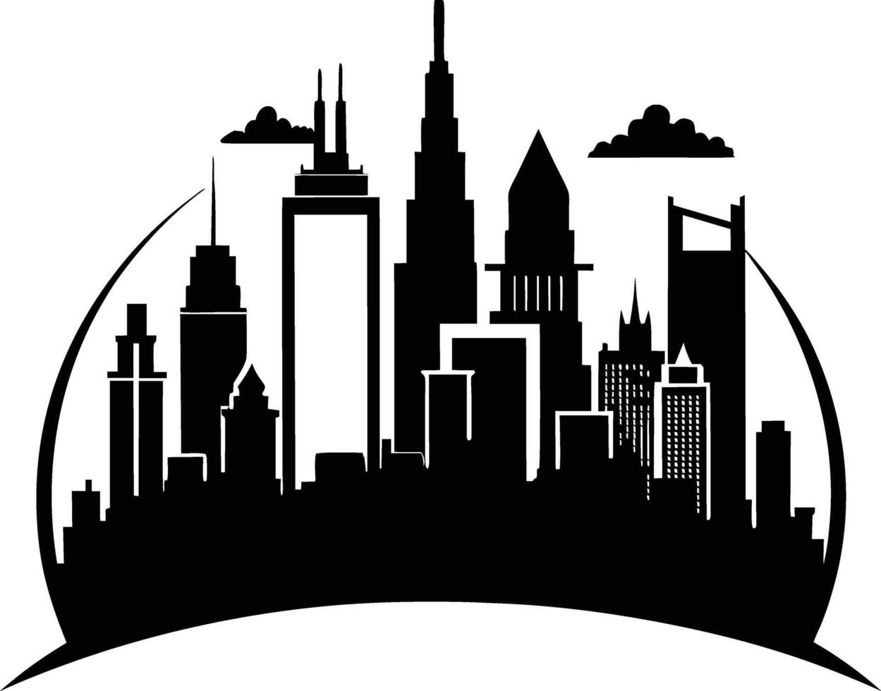 A silhouette of a city skyline vector