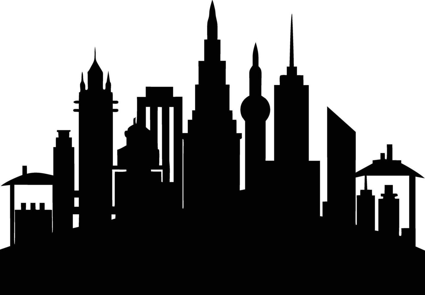 A silhouette of a city skyline vector