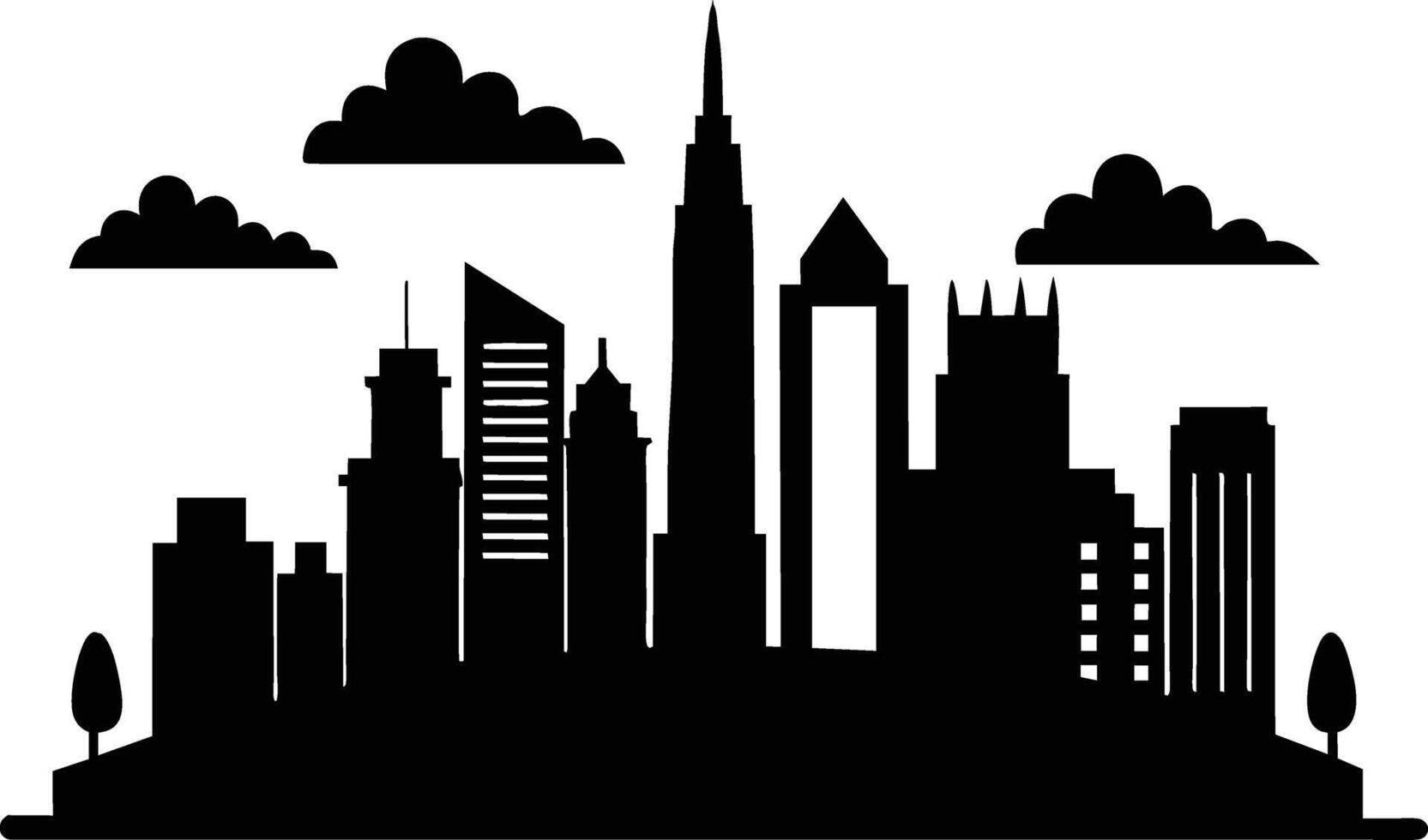 A silhouette of a city skyline vector