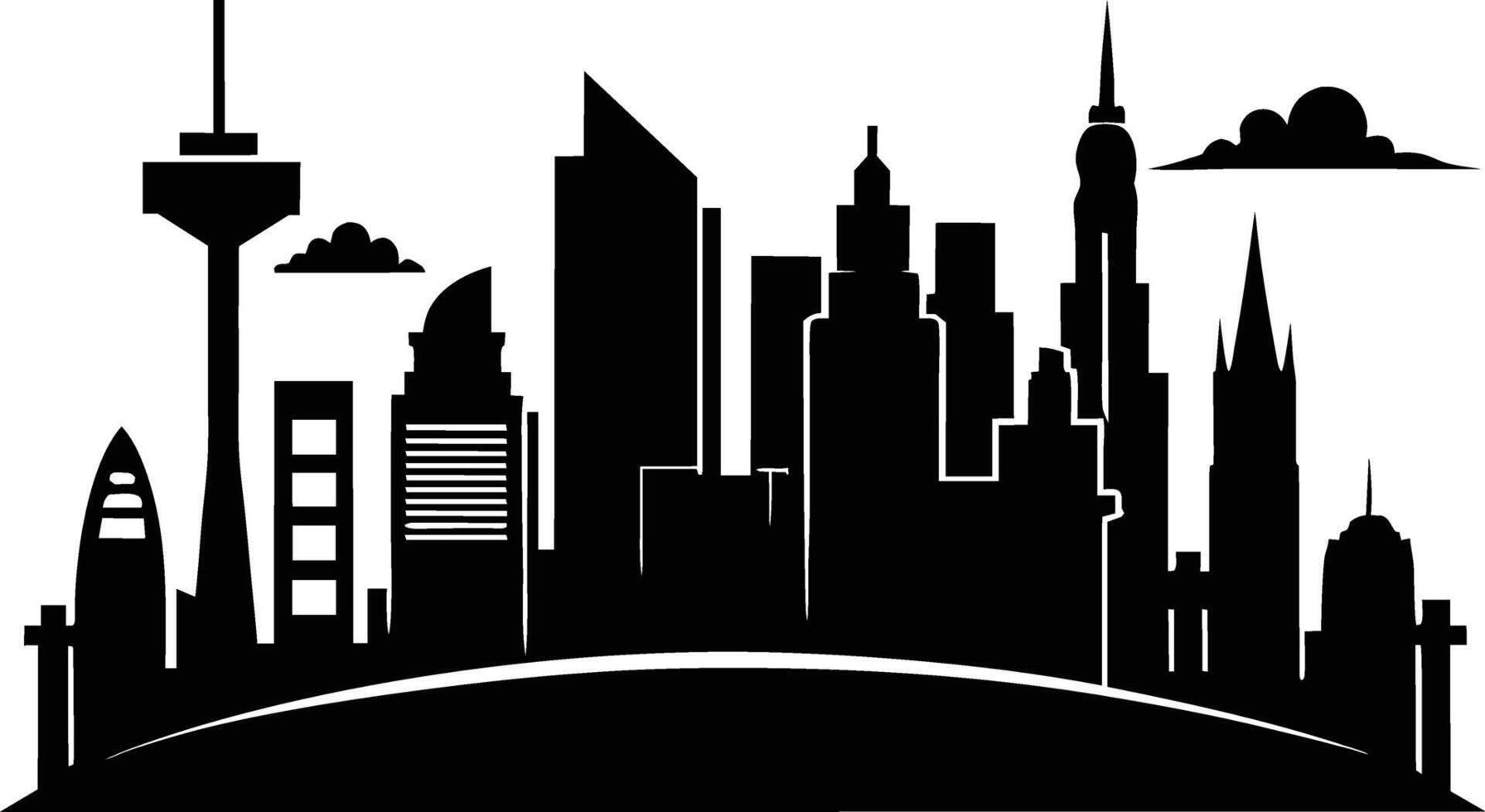 A silhouette of a city skyline vector