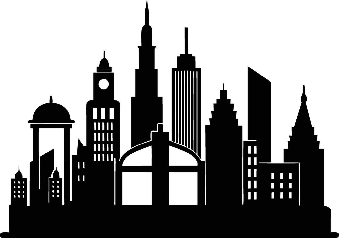 A silhouette of a city skyline vector