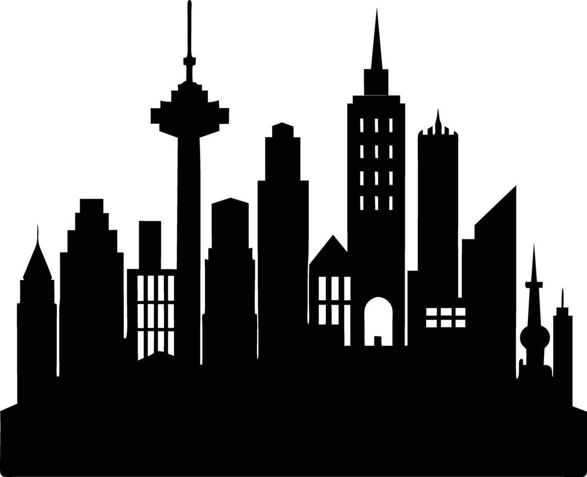 A silhouette of a city skyline vector