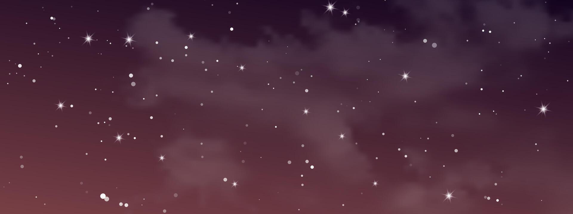 Night sky with clouds and many stars vector