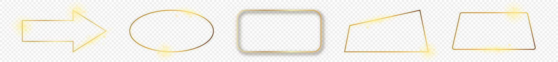 Gold glowing different geometric shape frame vector