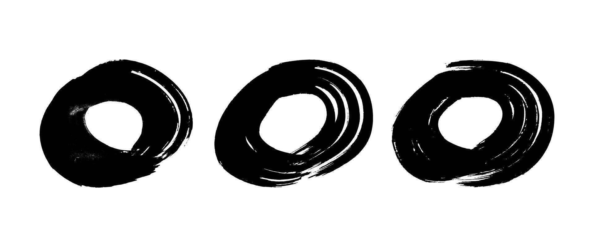 Black grunge brush strokes in circle form vector