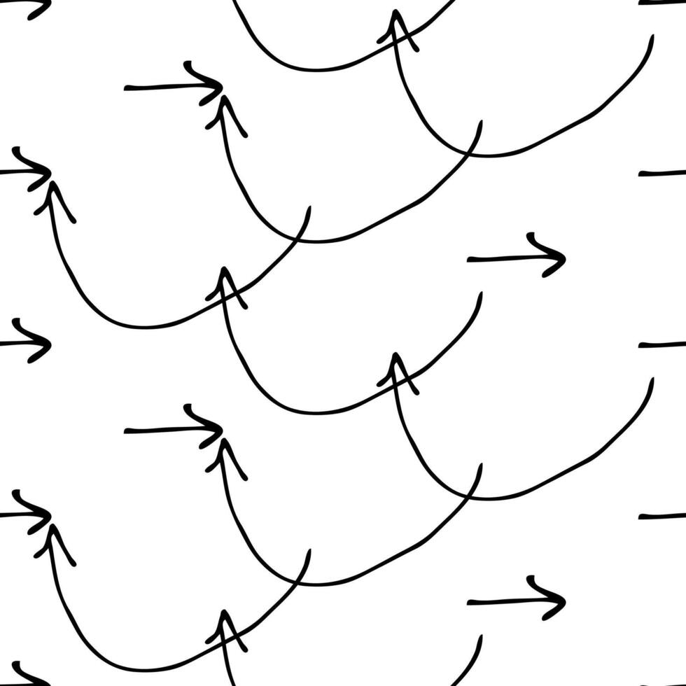 Seamless pattern with black hand drawn arrows vector