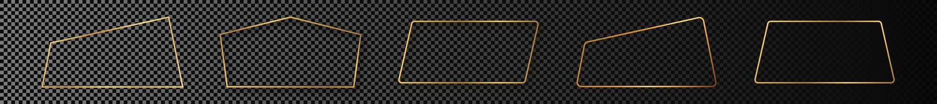 Gold glowing different geometric shape frame vector