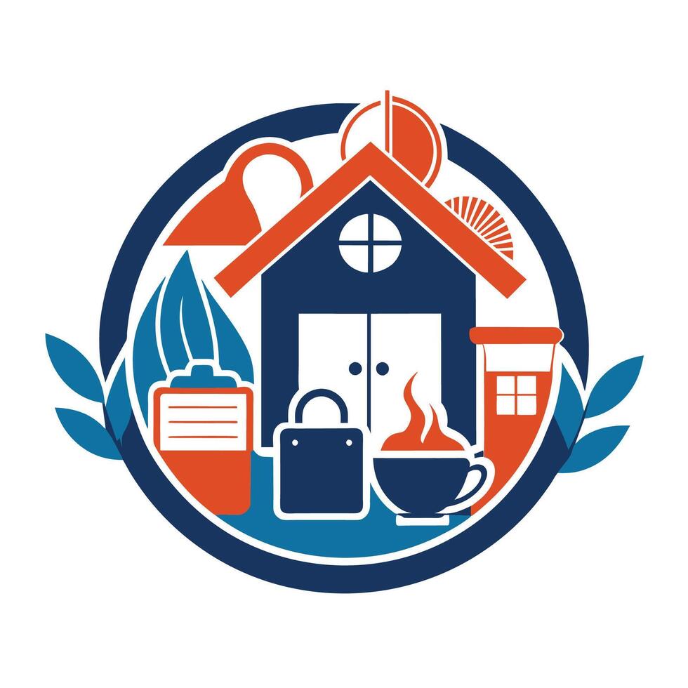 Modern Home With Essential Products Illustration vector