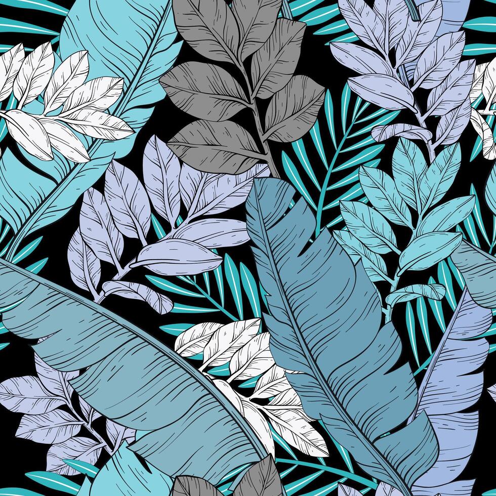 Jungle leaves pattern design, tropical print vector