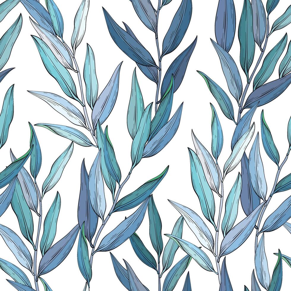 Eucalyptus twigs seamless pattern design. vector