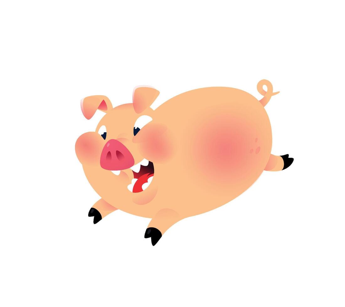 Cartoon pig. Emotion, a smile of a pork character. Illustration of Pork for menu, restaurant and packing. Stew. vector