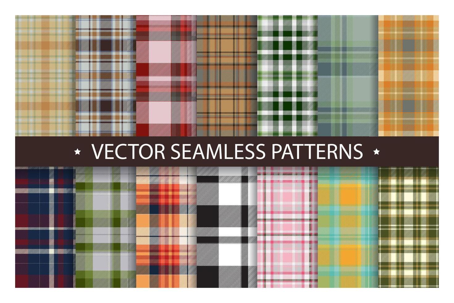 Plaid pattern seamless ornate. Set classic background. Fabric texture collection. vector