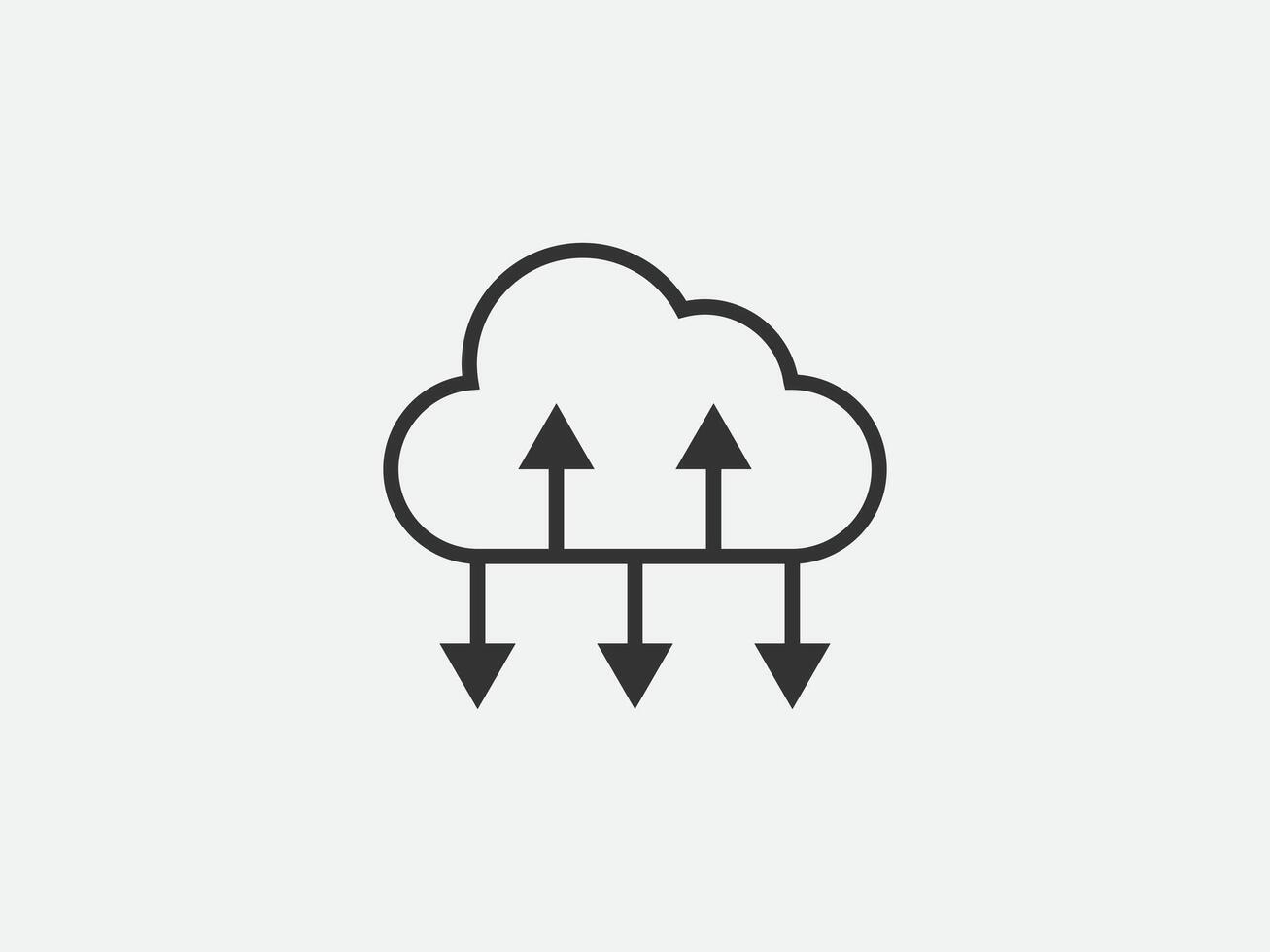 Technology icon cloud computing connection. Big data global server. Line design symbol. vector