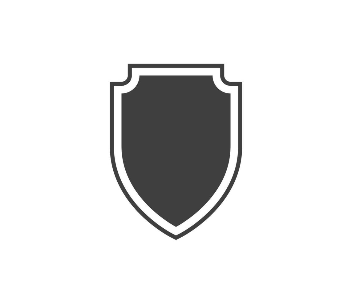 Shield black and white logo. Guarantee, insignia and guard symbol. Security icon vector