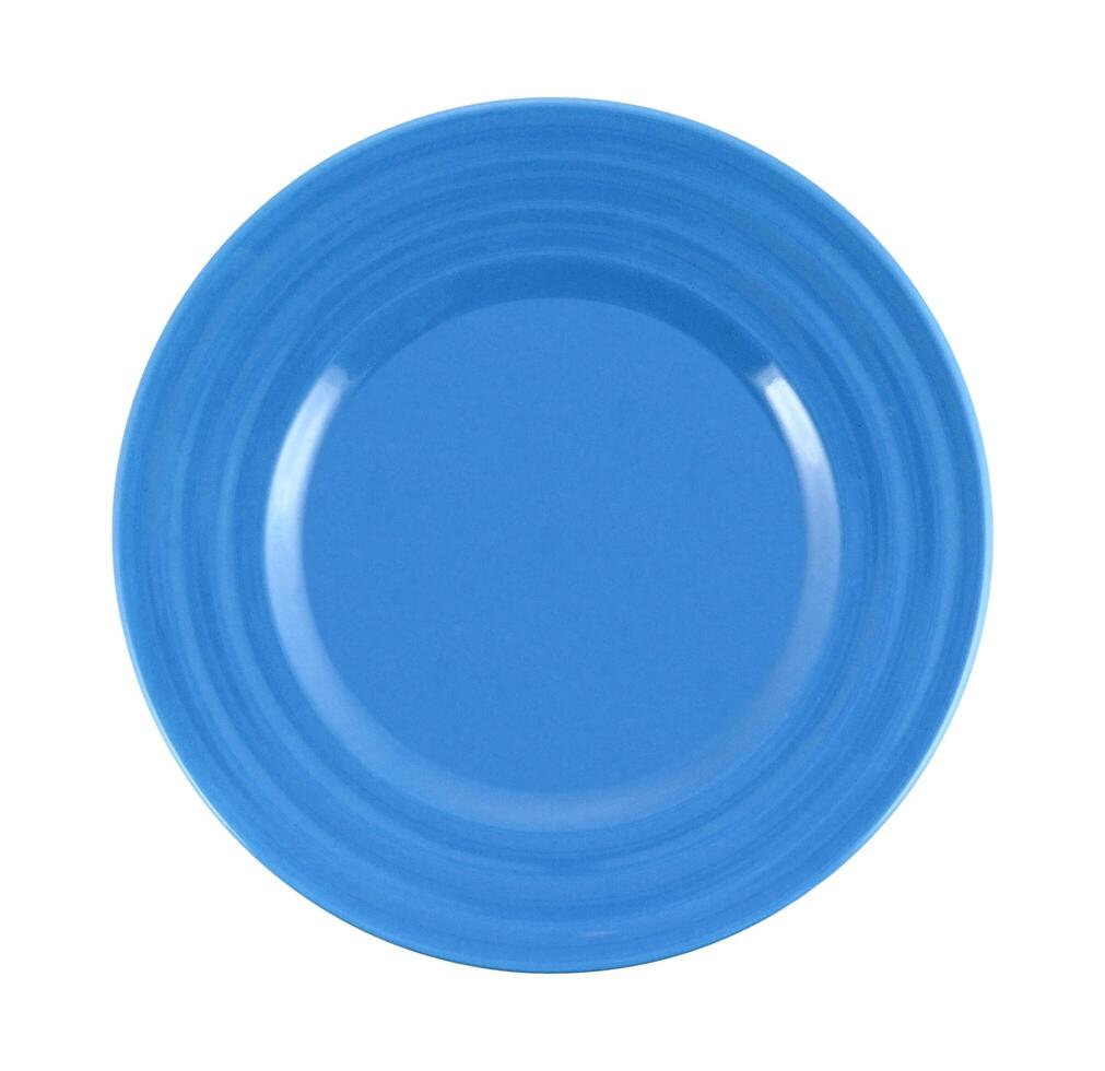 Blue plate isolated, top view photo