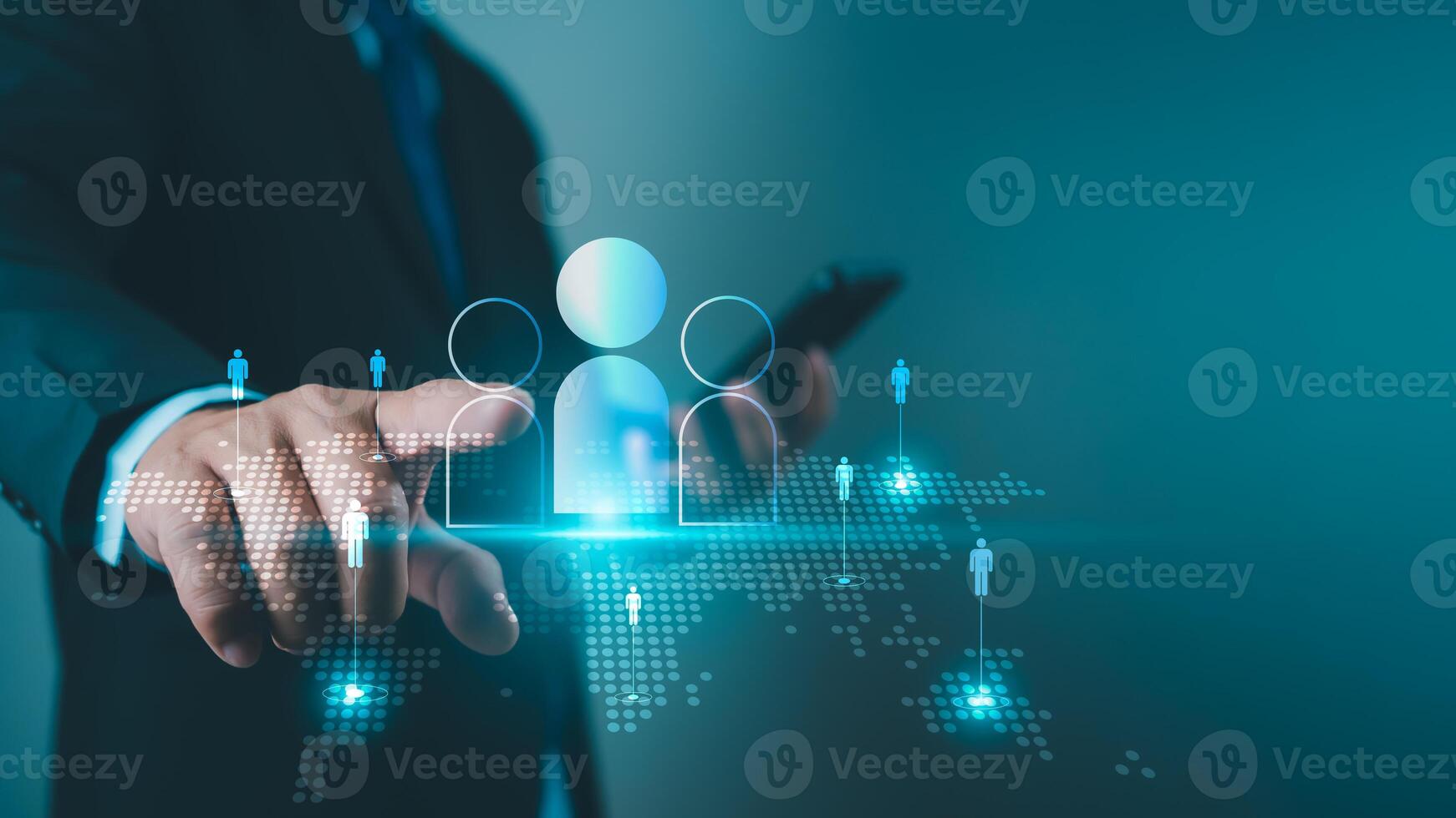 Businessman selection of business target groups. Target customer, Buyer persona, Customer behavior concept. Marketing plan and strategies. Personalization marketing, Customer centric strategies. photo
