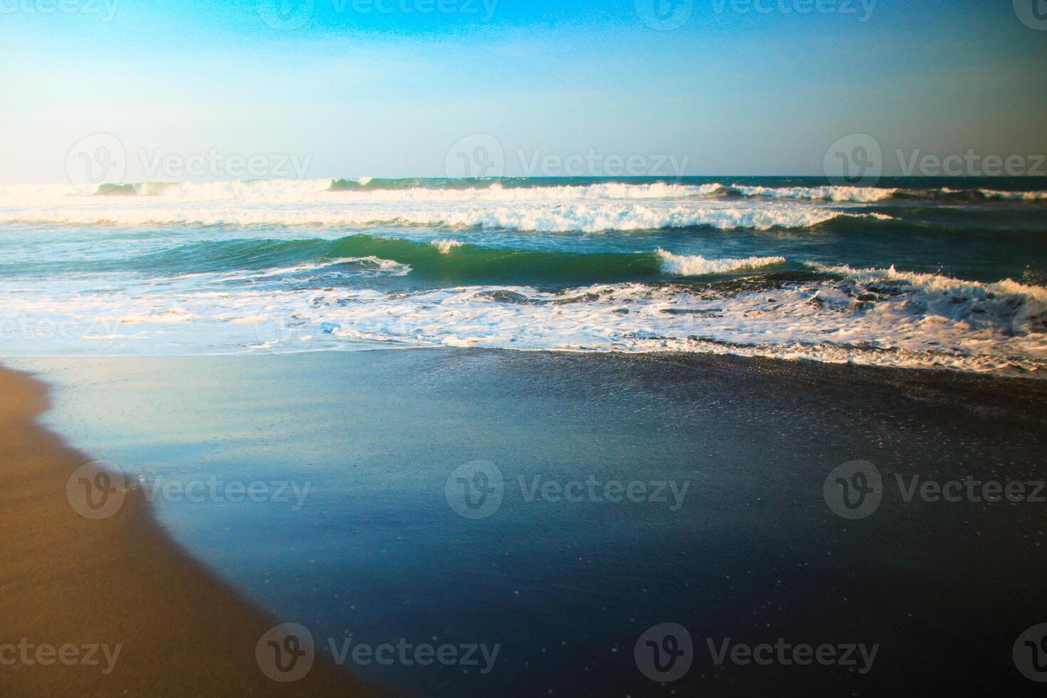 Sea waves, before The golden hour moments. photo