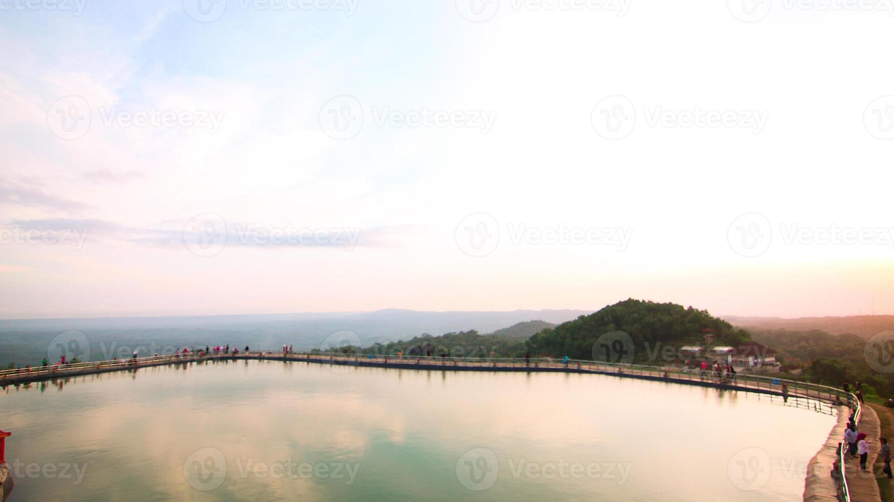 Nglanggeran ambience with sunset view. photo