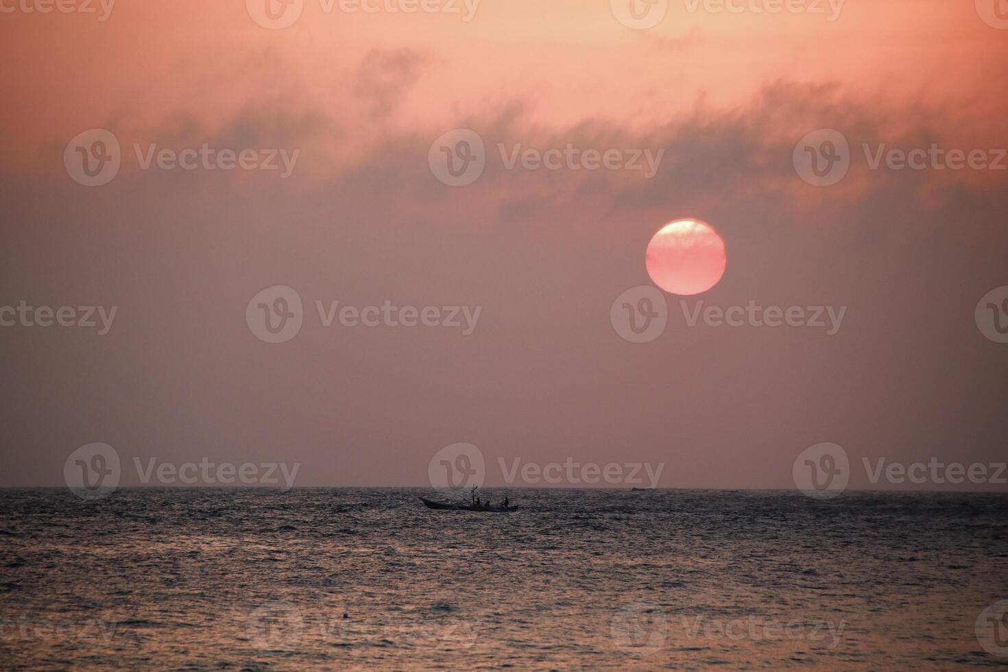 Fishermen in frame, Red sunset over the sea horizon, JOG, September 2017. photo