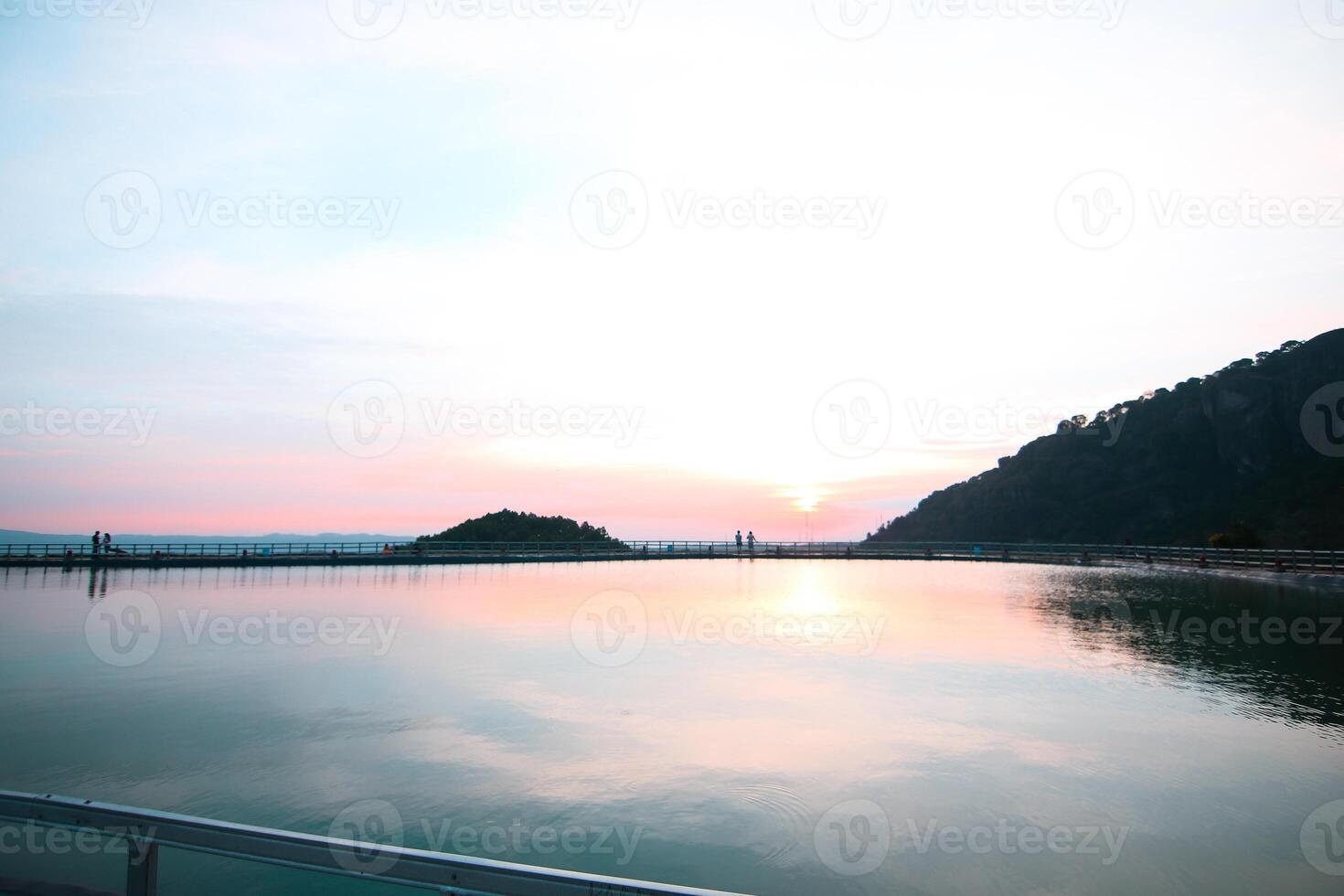 Nglanggeran ambience with sunset view. photo