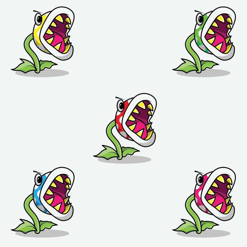 Angry Monster Flower Collection vector