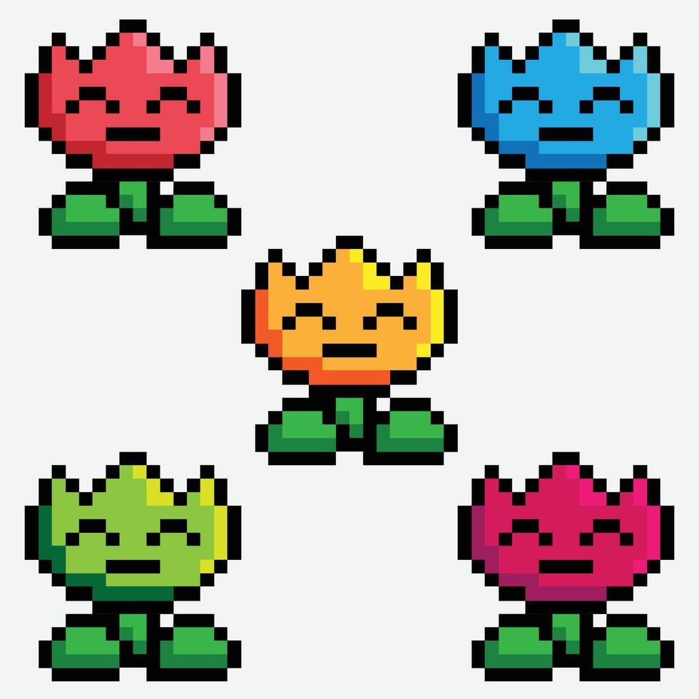 Flower Game Pixelation Collection vector