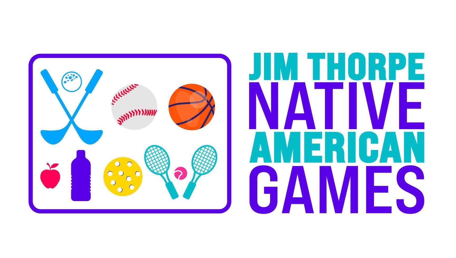 Jim Thorpe Native American Games background template. Holiday concept. Use a background, banner, placard, card, and poster design template with text inscription and standard color. vector