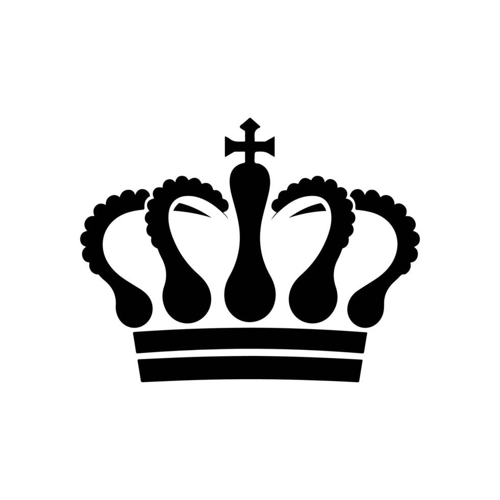 Set of three black silhouettes of crowns isolated on a white background. vector