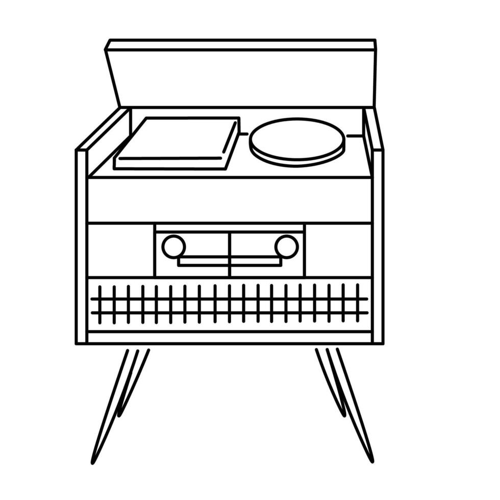 turntable retro line vector