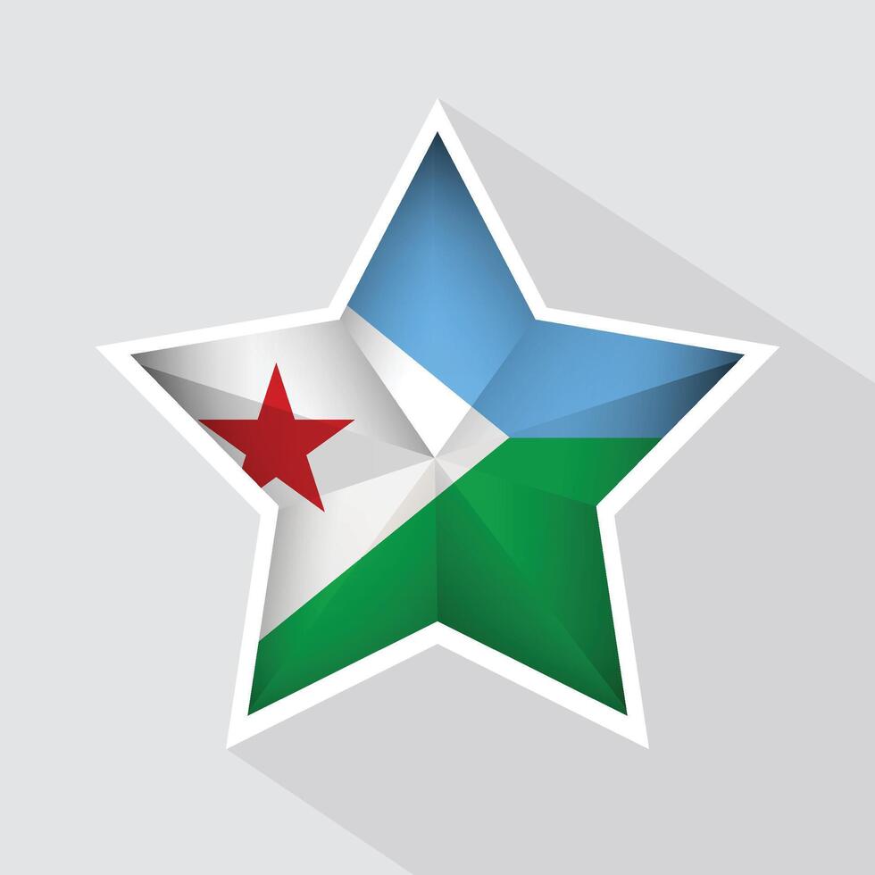 Djibouti Flag Star Shape Icon vector