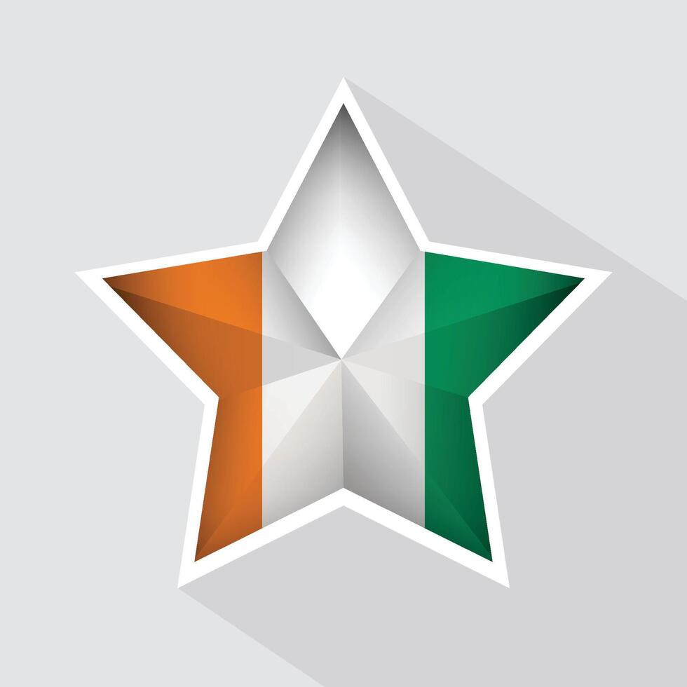 Ivory Coast Flag Star Shape Icon vector