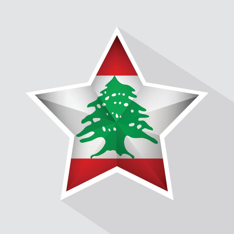 Lebanon Flag Star Shape Icon vector