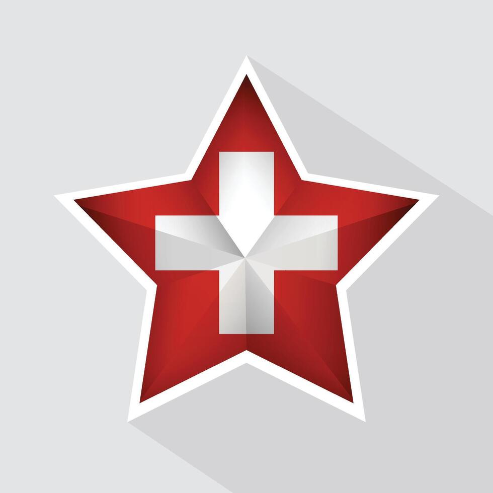 Switzerland Flag Star Shape Icon vector