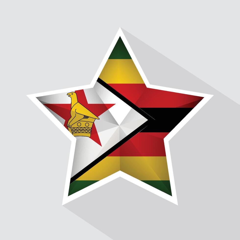 Zimbabwe Flag Star Shape Icon vector
