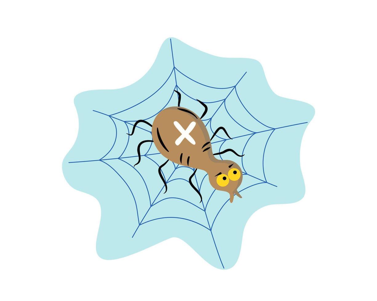 Web and cartoon spider. Halloween, holiday. Icon, badge, holiday attribute, illustration, isolated background. vector