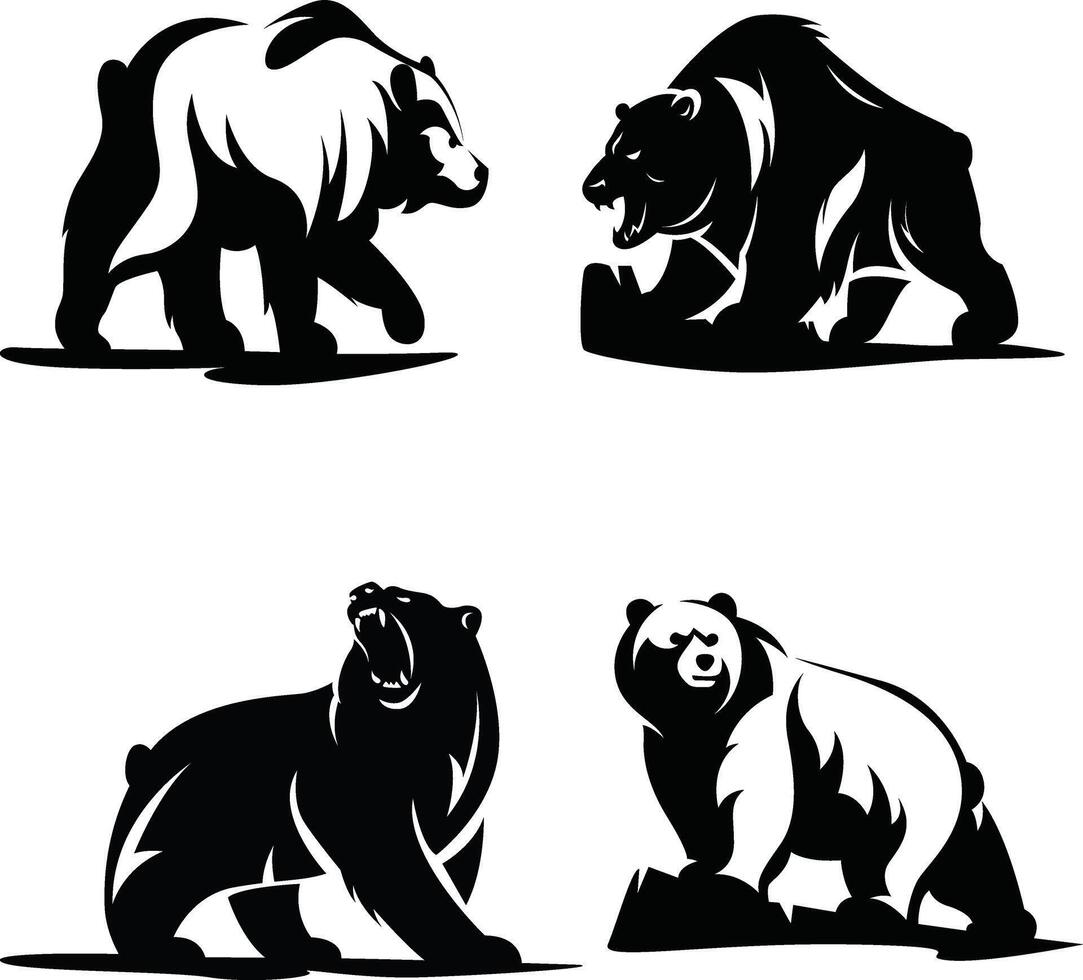 bears icons sketch vector