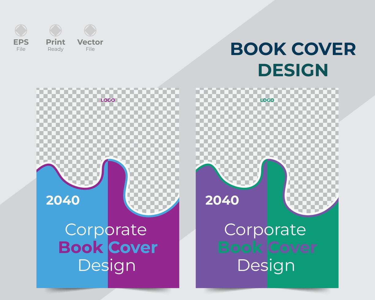 Modern and creative corporate book cover design template with mockup. vector