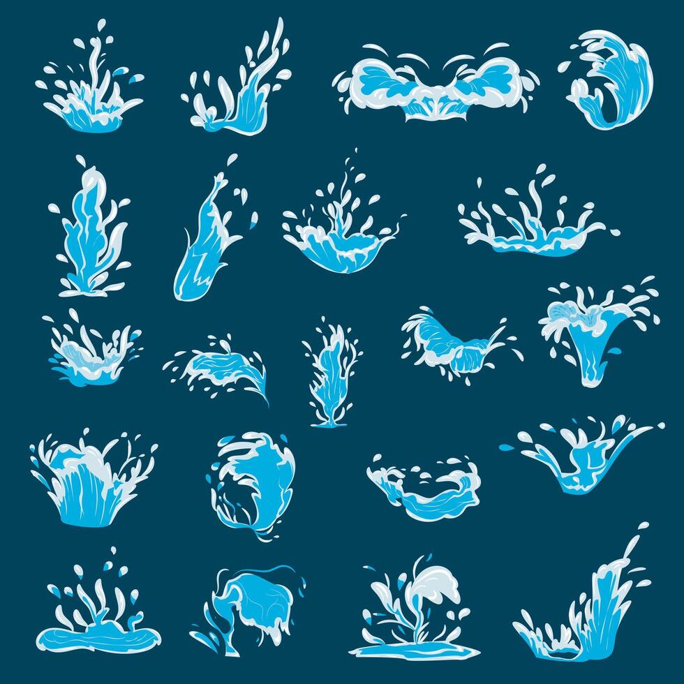 Dynamic Water Splash Illustration Set vector