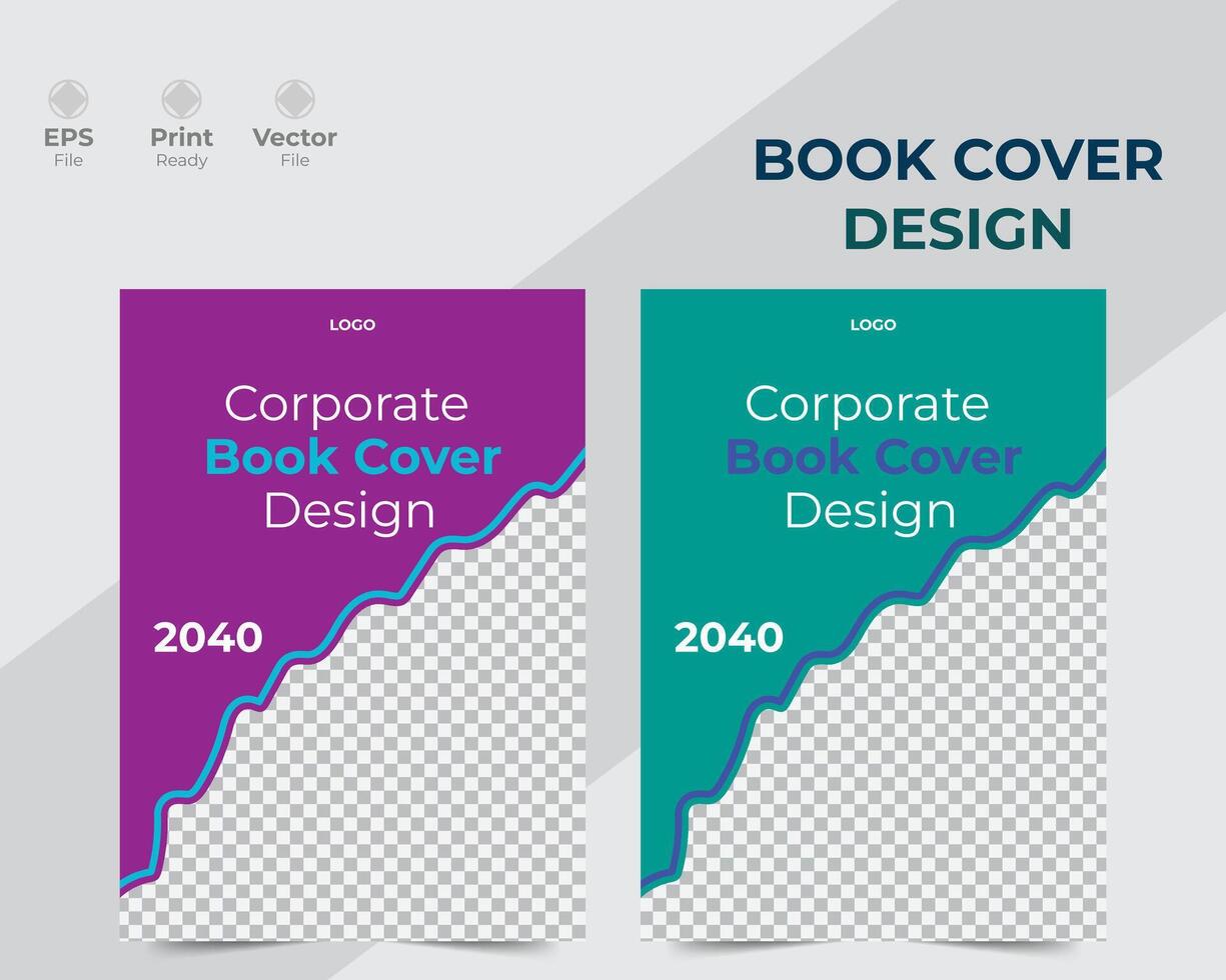 Modern and creative corporate book cover design template with mockup. vector
