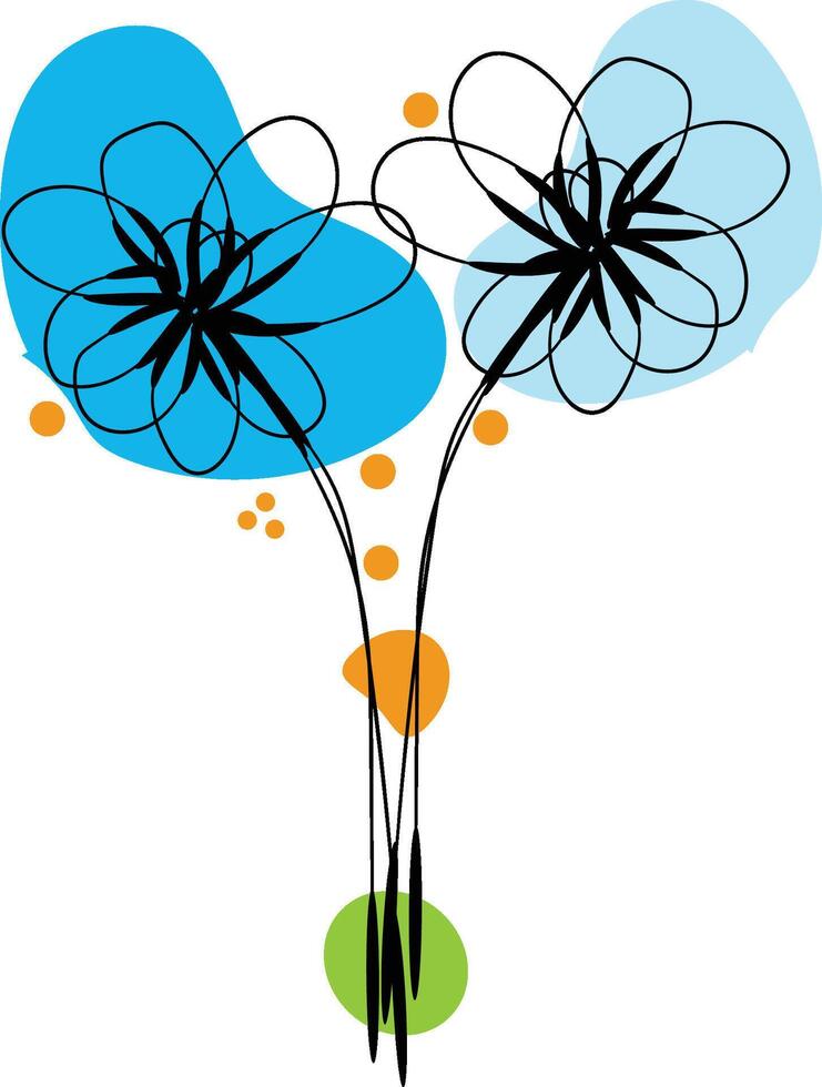 Flower arrangement hand drawn line art collection for wedding vector