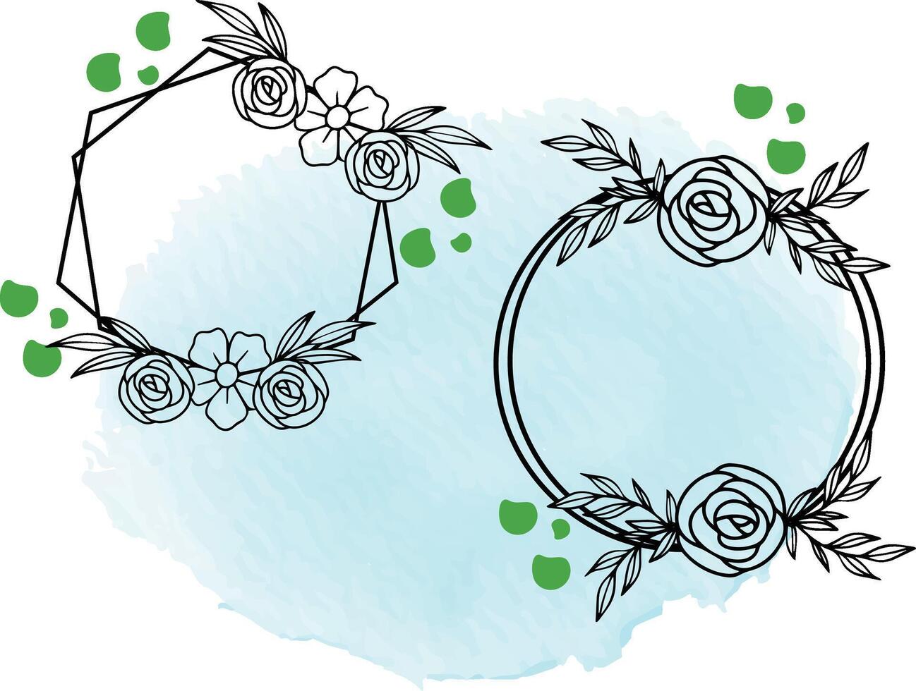 Flower arrangement hand drawn line art collection for wedding vector