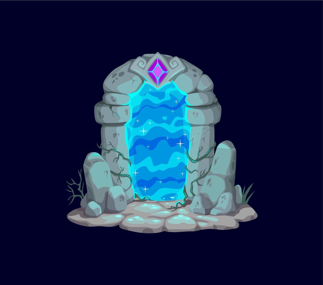 Fantasy game magic portal framed by ancient stone vector