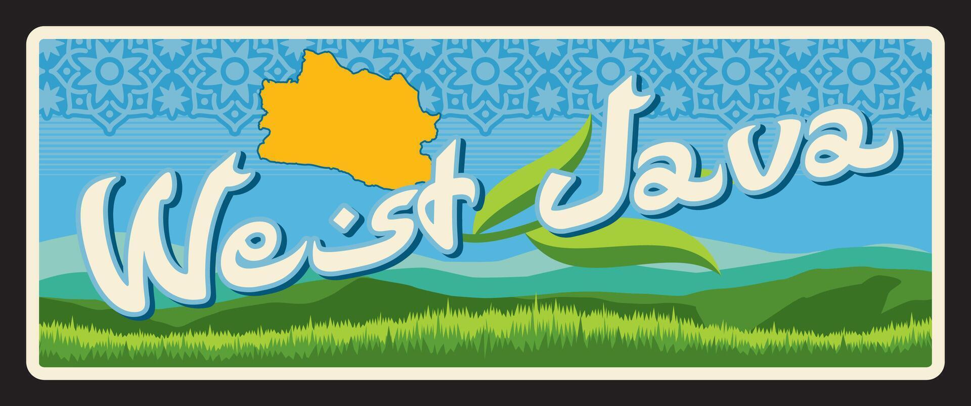 West Java Indonesian province, old travel plate 46631387 Vector Art at ...